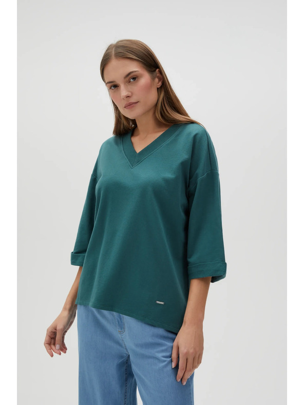 Moodo Zöld háromnegyedes ujjú pulóver