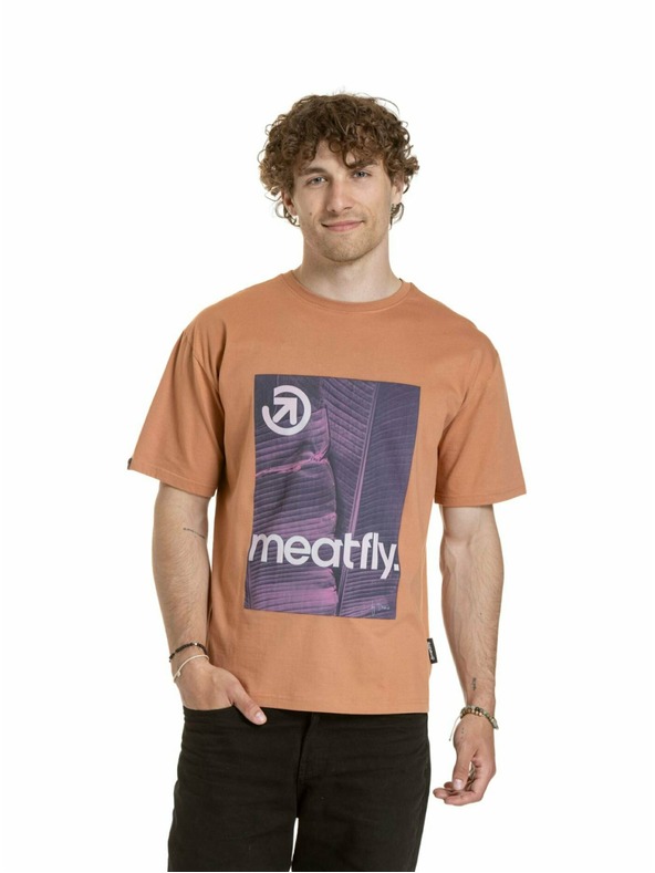 Meatfly Meatfly Junglist Pink Leaf unisex póló | Narancs