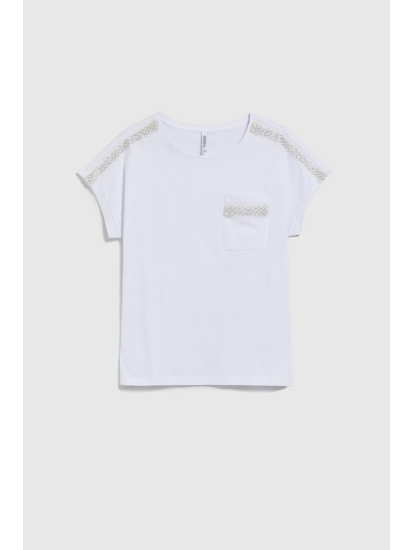 Moodo Moodo ezüst applikációs női póló – fehér