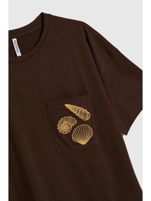 Moodo Barna nyomott mintás női póló