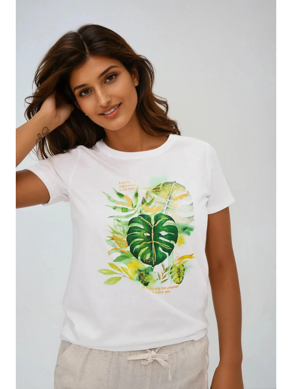 Moodo Fehér nyomott mintás női póló