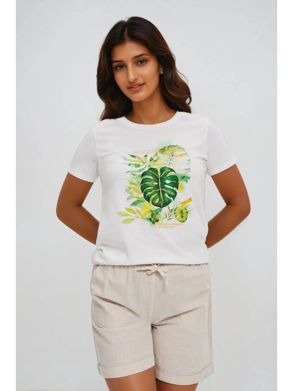 Moodo Fehér nyomott mintás női póló