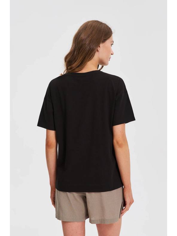 Moodo Fekete nyomott mintás női póló