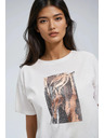 Moodo Moodo nyomott mintás női póló – fehér