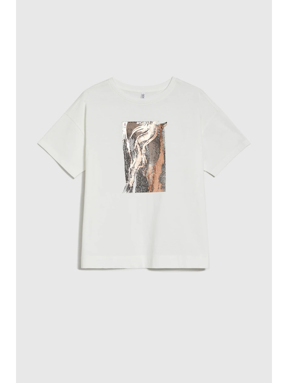 Moodo Moodo nyomott mintás női póló – fehér