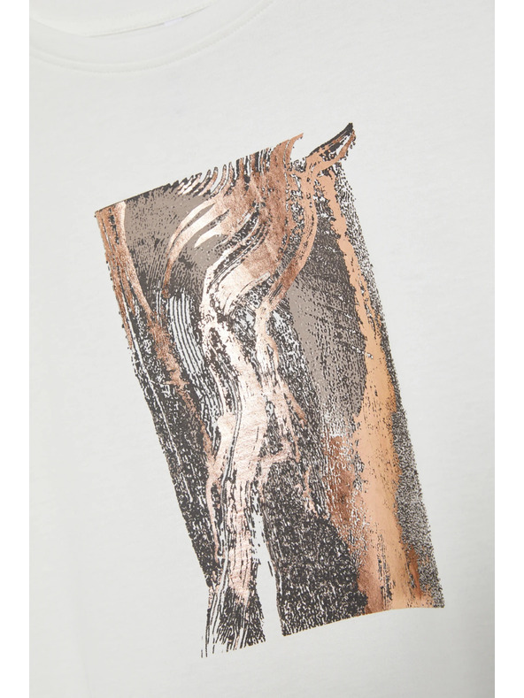 Moodo Moodo nyomott mintás női póló – fehér