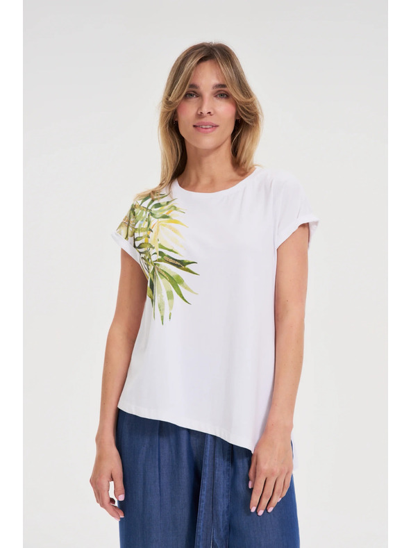 Moodo Moodo aszimetrikus női póló – fehér