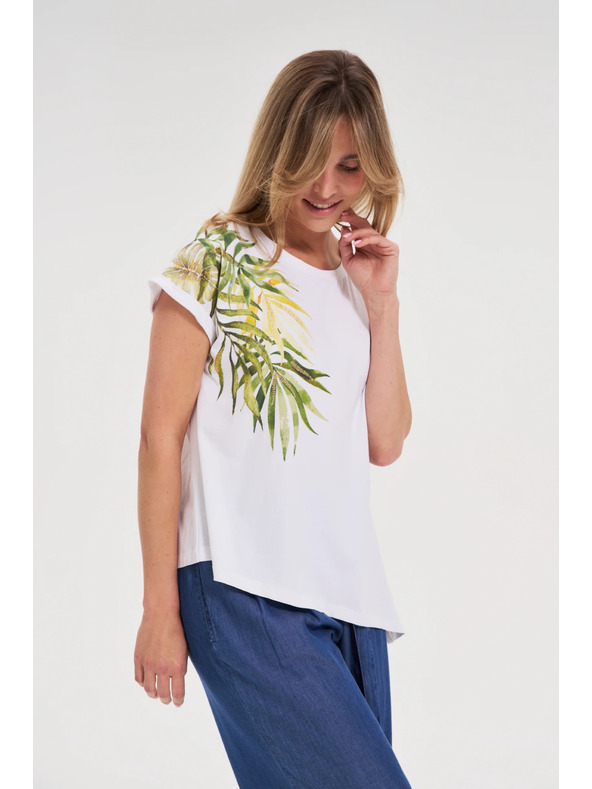 Moodo Moodo aszimetrikus női póló – fehér