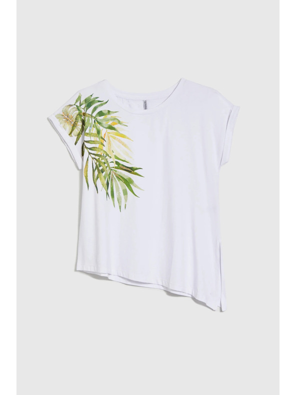 Moodo Moodo aszimetrikus női póló – fehér