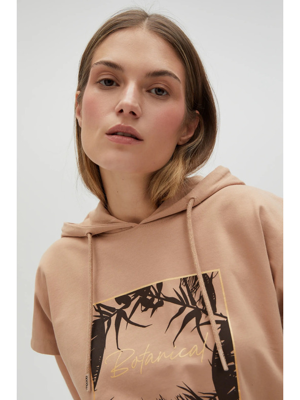 Moodo Bézs kapucnis pulóver felső