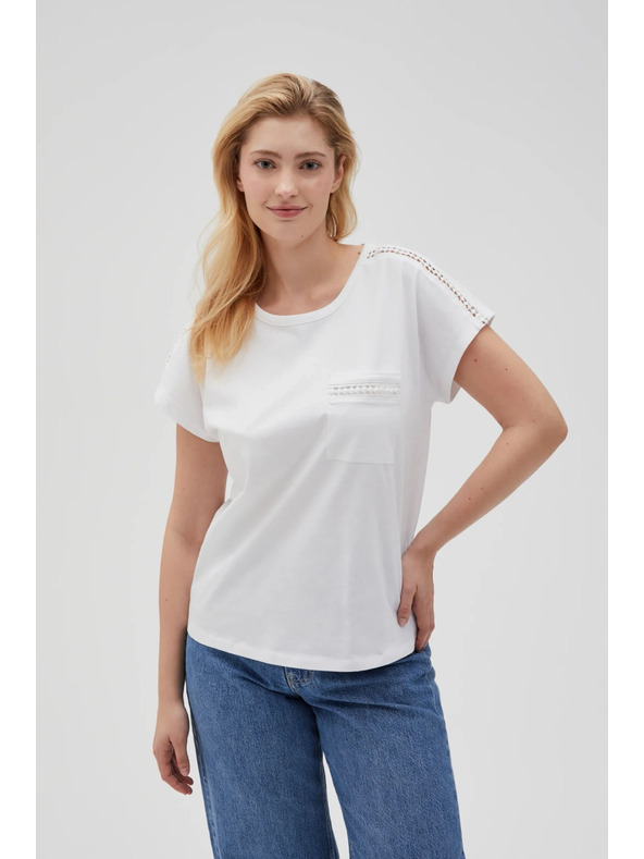 Moodo Moodo női póló zsebbel – fehér