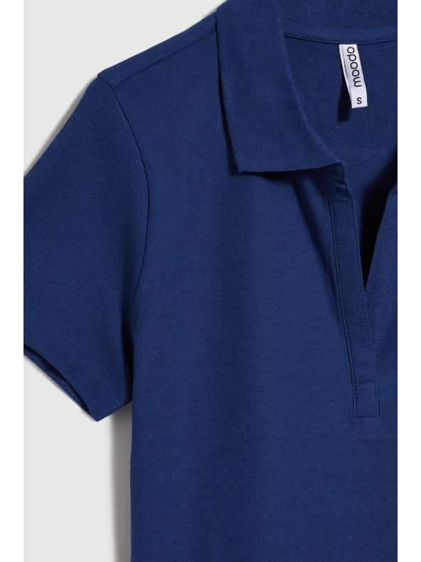 Moodo Kék női galléros póló