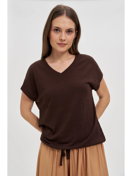 Moodo Barna női póló megkötővel
