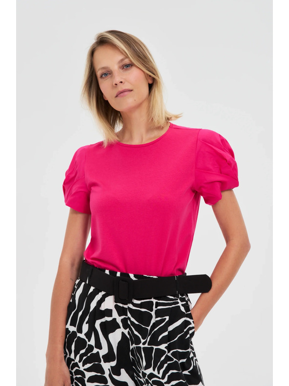 Moodo Rózsaszín felső ráncolt ujjakkal