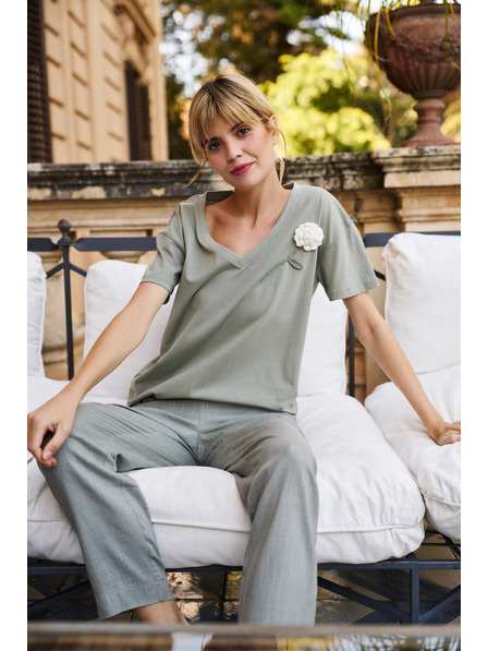 Moodo Moodo női póló virág applikációval