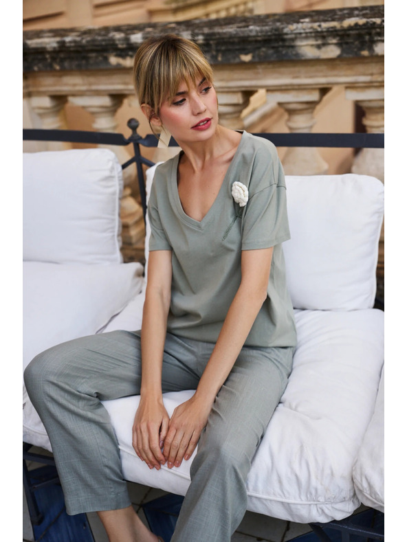 Moodo Moodo női póló virág applikációval