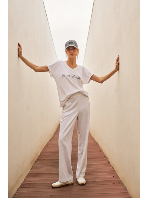 Moodo Moodo pamut női póló – fehér szín