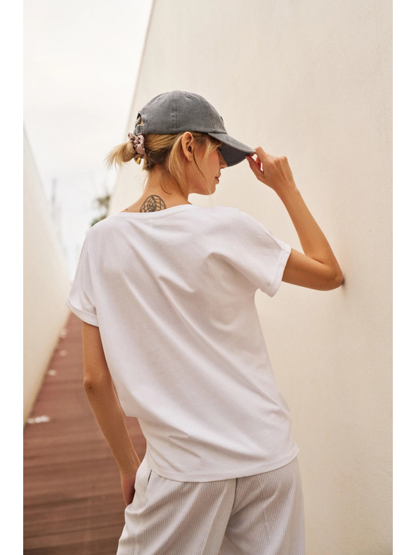 Moodo Moodo pamut női póló – fehér szín