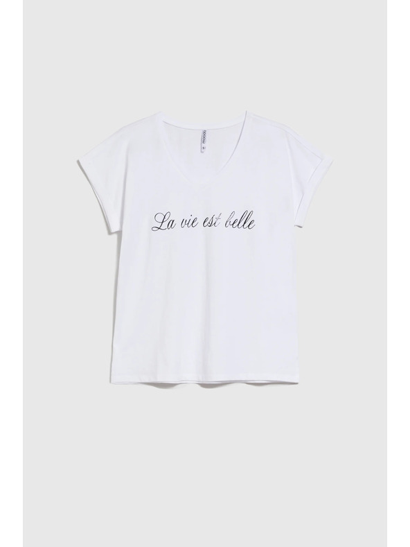 Moodo Moodo pamut női póló – fehér szín