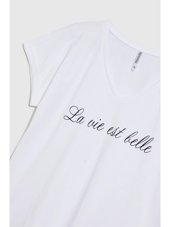 Moodo Moodo pamut női póló – fehér szín