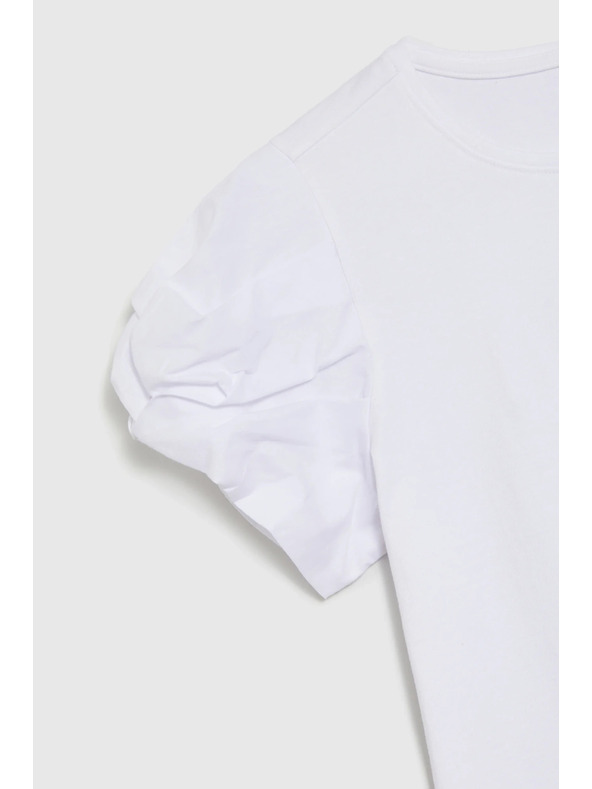 Moodo Fehér felső ráncolt ujjakkal