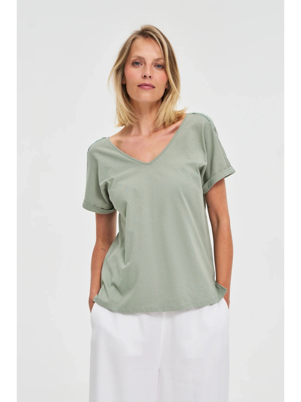 Moodo Zöld női felső átlátszó háttal