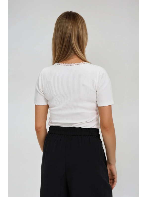 Moodo Fehér női póló gombokkal