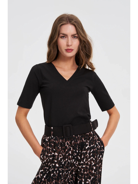 Moodo Fekete alapvető felső 3/4 ujjal Moodo