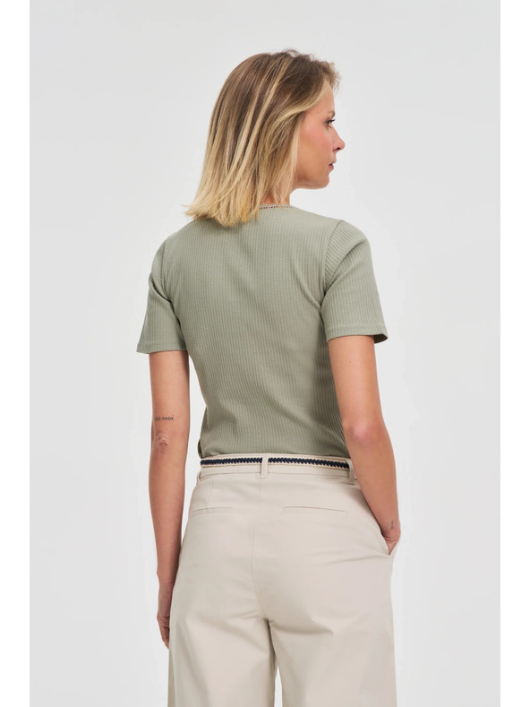 Moodo Olívazöld női póló gombokkal