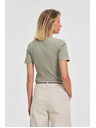 Moodo Olívazöld női póló gombokkal