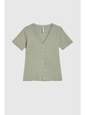 Moodo Olívazöld női póló gombokkal