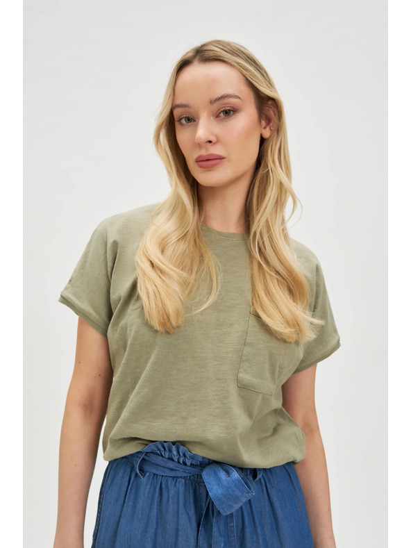 Moodo Moodo női felső zsebbel - olívazöld