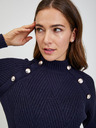 Orsay ORSAY sötétkék bordázott női pulóver díszgombokkal