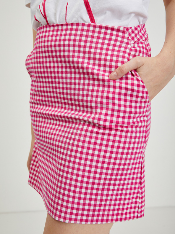 Orsay ORSAY sötétrózsaszín kockás női miniszoknya