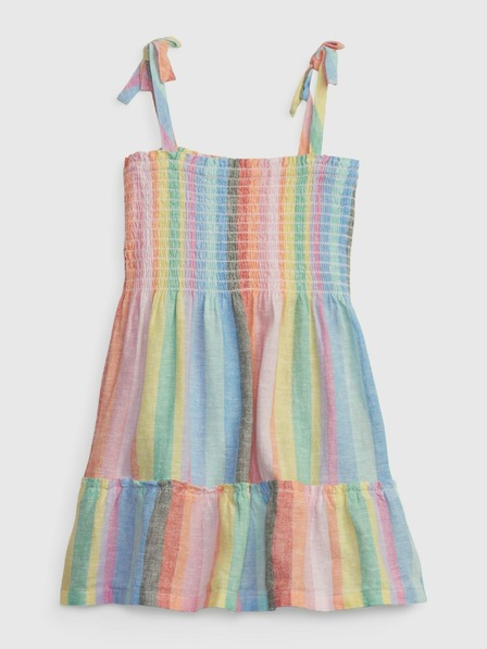 GAP Baby len csíkos ruha GAP