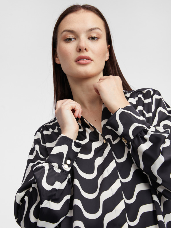 Orsay ORSAY fehér-fekete mintás női blúz