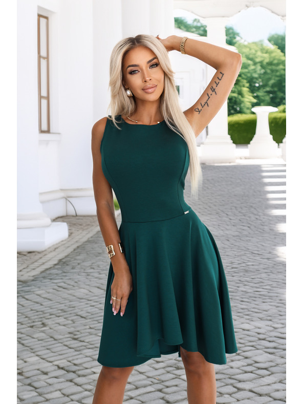 numoco Lengő ruha hosszabbított hátrésszel – palackzöld