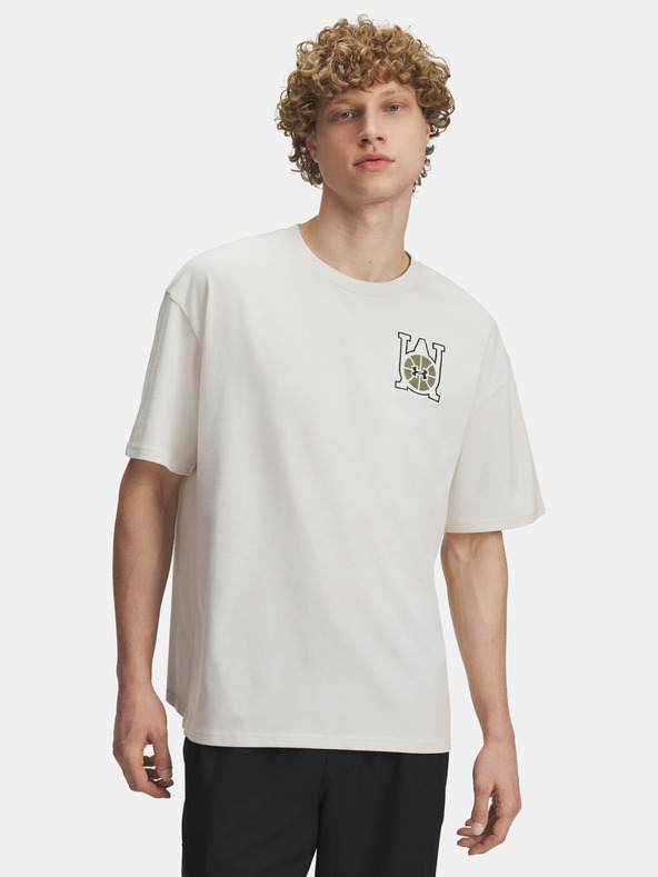 Under Armour Férfi póló Under Armour UA M HWT OS Hoops Courtside-WHT