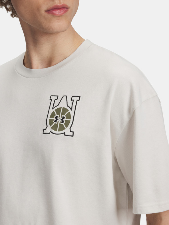 Under Armour Férfi póló Under Armour UA M HWT OS Hoops Courtside-WHT