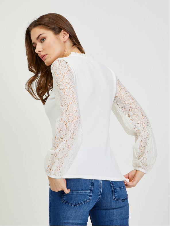 Orsay ORSAY krémszínű női póló csipkével