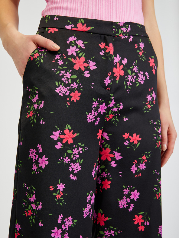 Orsay ORSAY fekete virágmintás széles szárú női nadrág