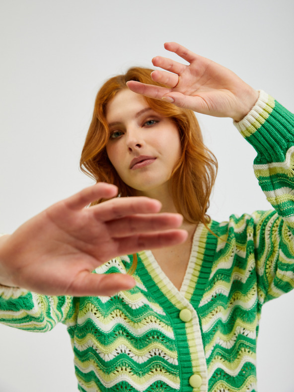 Orsay ORSAY zöld csíkos női kardigán