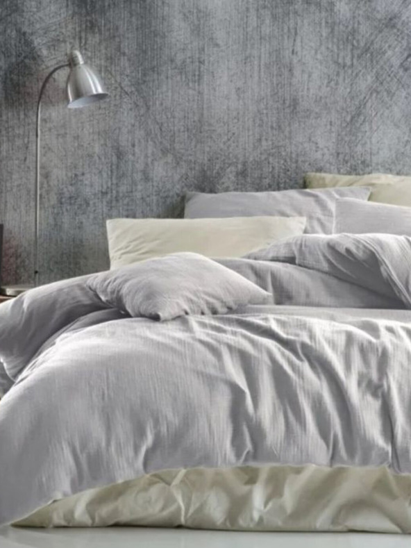 Kvalitex Francia muszlin ágynemű 220x200, 70x90cm világosszürke Kvalitex