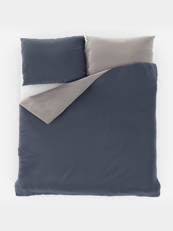 Kvalitex Szatén francia hosszított ágynemű LUXURY COLLECTION 1+2, 240x220, 70x90cm sötétszürke / világosszürke