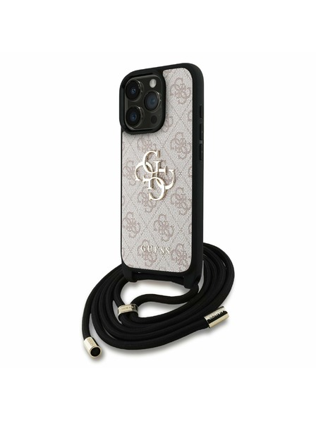 Guess Guess PU 4G Metal Logo Crossbody Szíjas Hátlap iPhone 16 Pro-hoz Rózsaszín