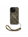 Guess Guess PU 4G Metal Logo Szíjas Hátlap iPhone 16 Pro Max-hoz Barna