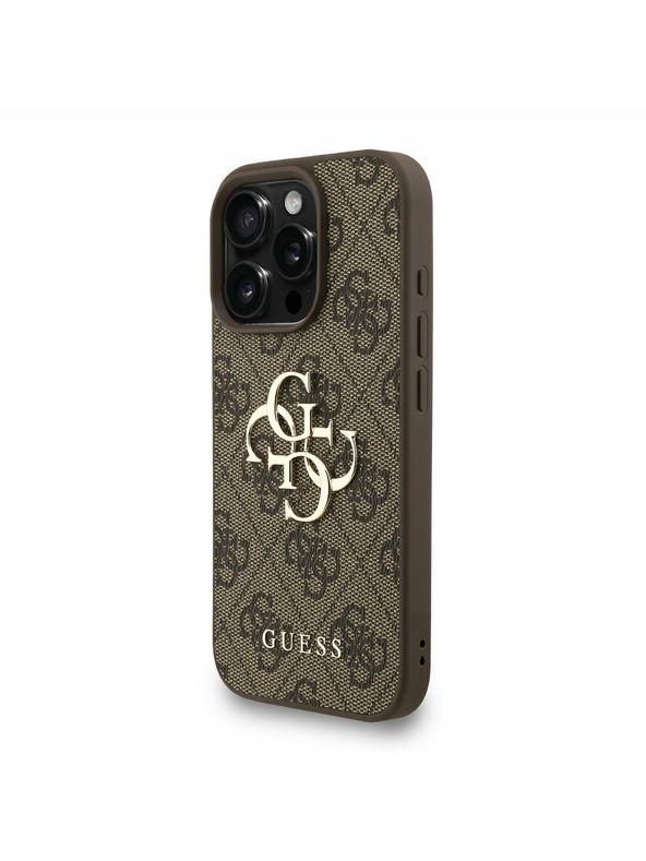 Guess Guess PU 4G Metal Logo Szíjas Hátlap iPhone 16 Pro Max-hoz Barna