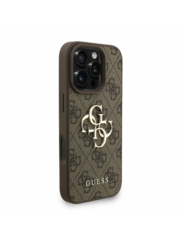 Guess Guess PU 4G Metal Logo Szíjas Hátlap iPhone 16 Pro Max-hoz Barna