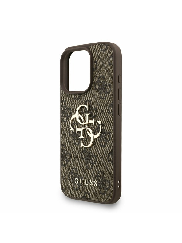 Guess Guess PU 4G Metal Logo Szíjas Hátlap iPhone 16 Pro Max-hoz Barna