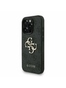 Guess Guess PU 4G Metal Logo Szíjas Hátlap iPhone 15 Pro Max-hoz Fekete
